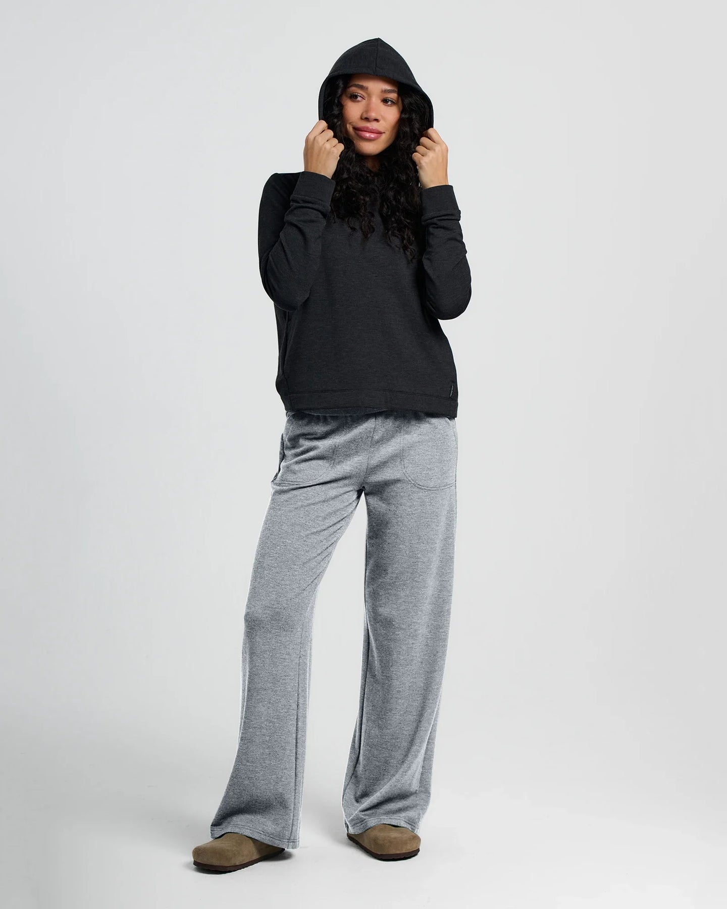 Bamboo Lightweight Fleece Wide Leg Pant - Fitted