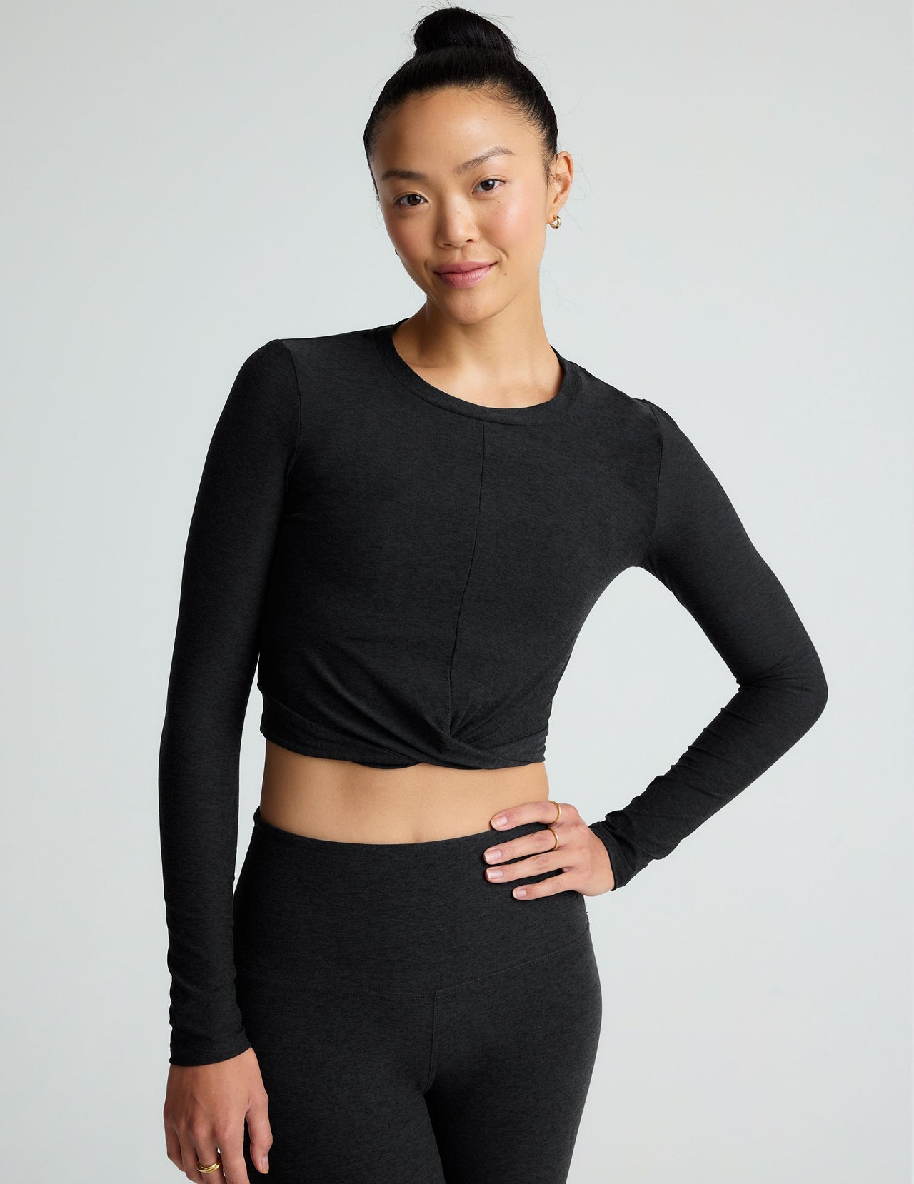 Featherweight Center Stage Cropped Long Sleeve Pullover - Fitted