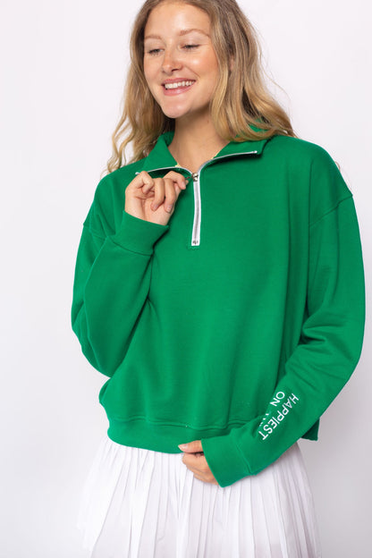 Happiest on the Court Half Zip Sweatshirt - Fitted