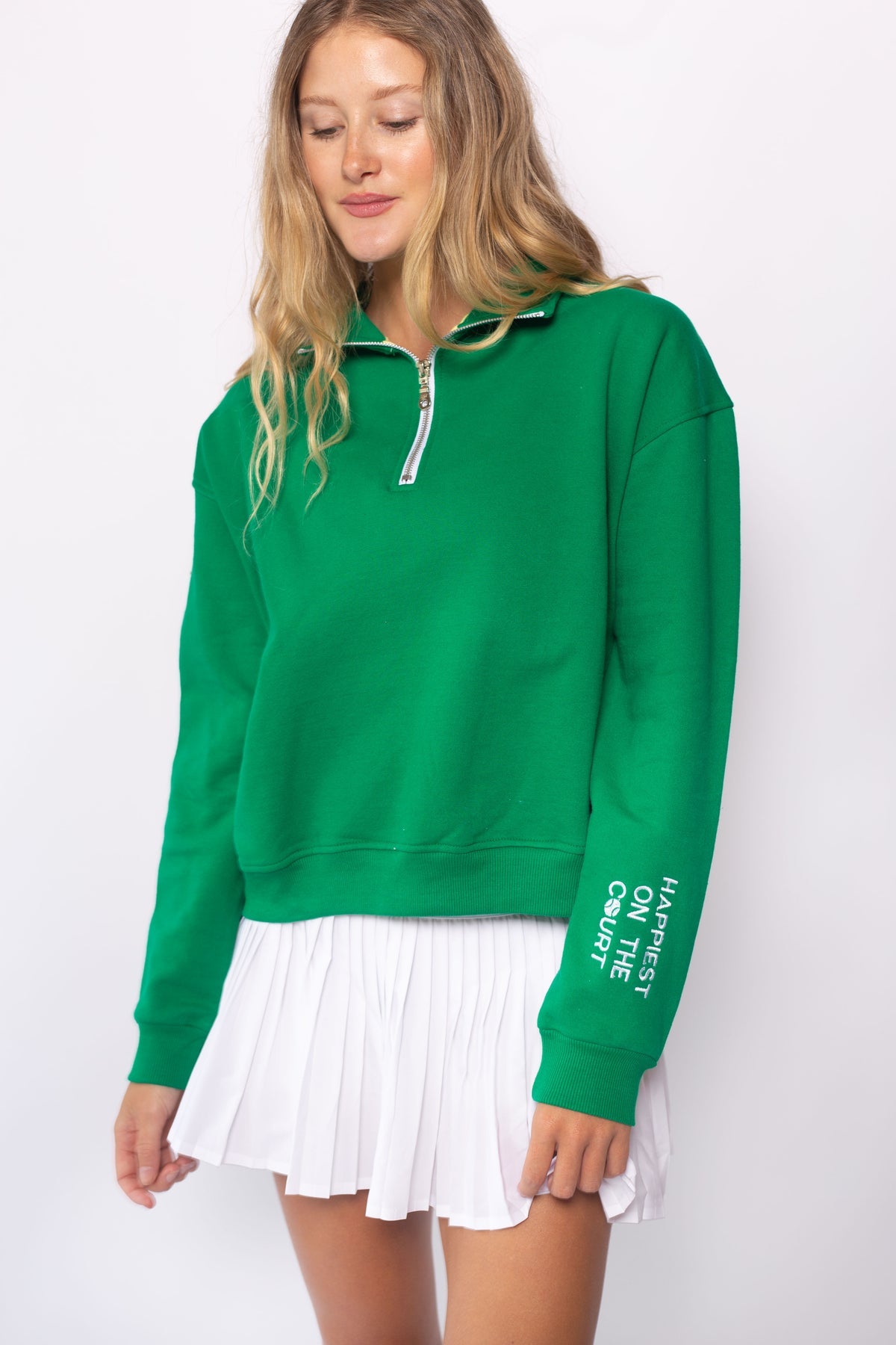 Happiest on the Court Half Zip Sweatshirt - Fitted