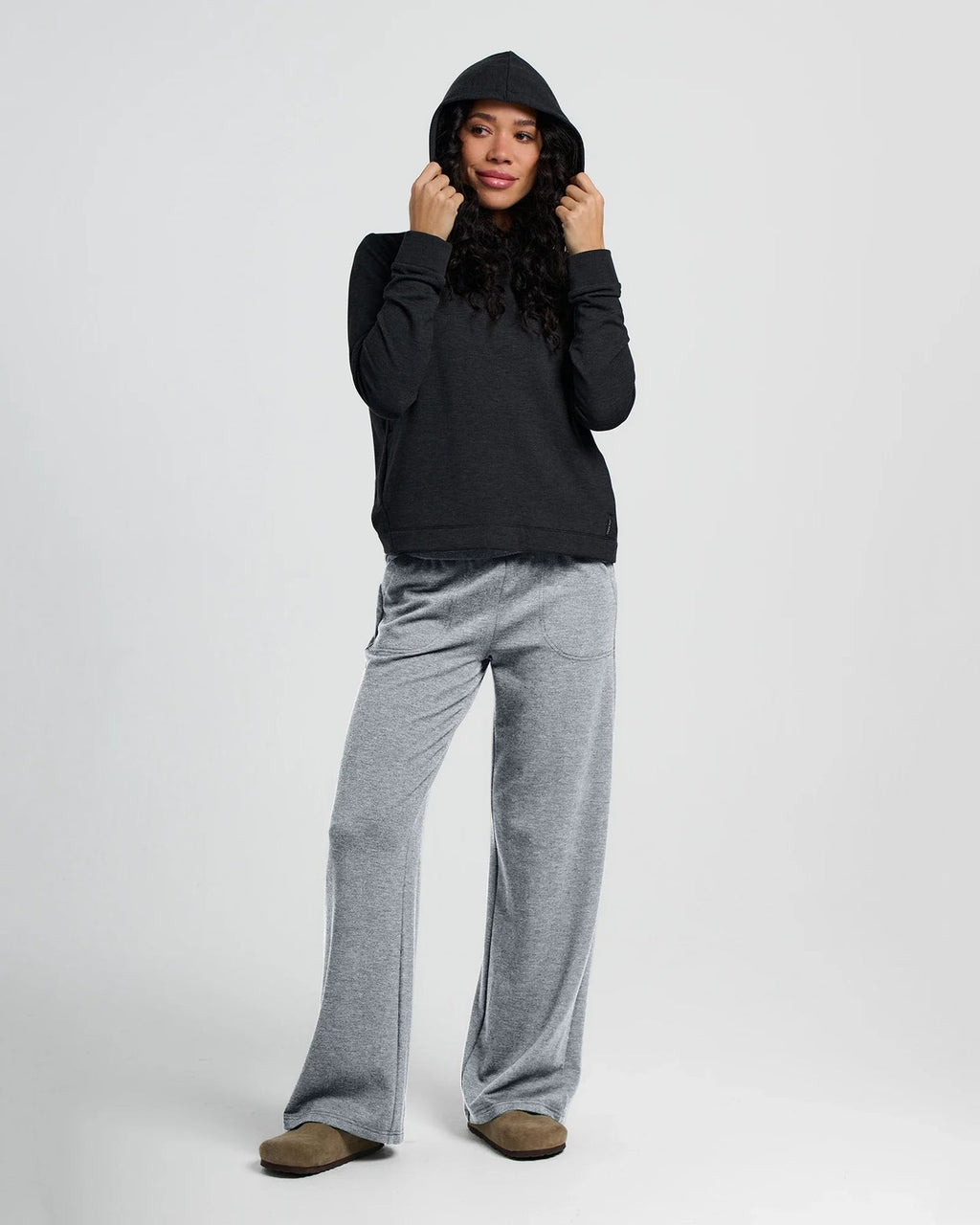 Bamboo Lightweight Fleece Wide Leg Pant - Fitted