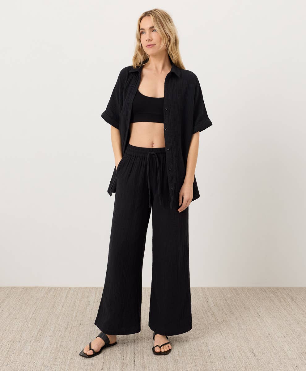Coastal Double Gauze Split Hem Pant - Fitted